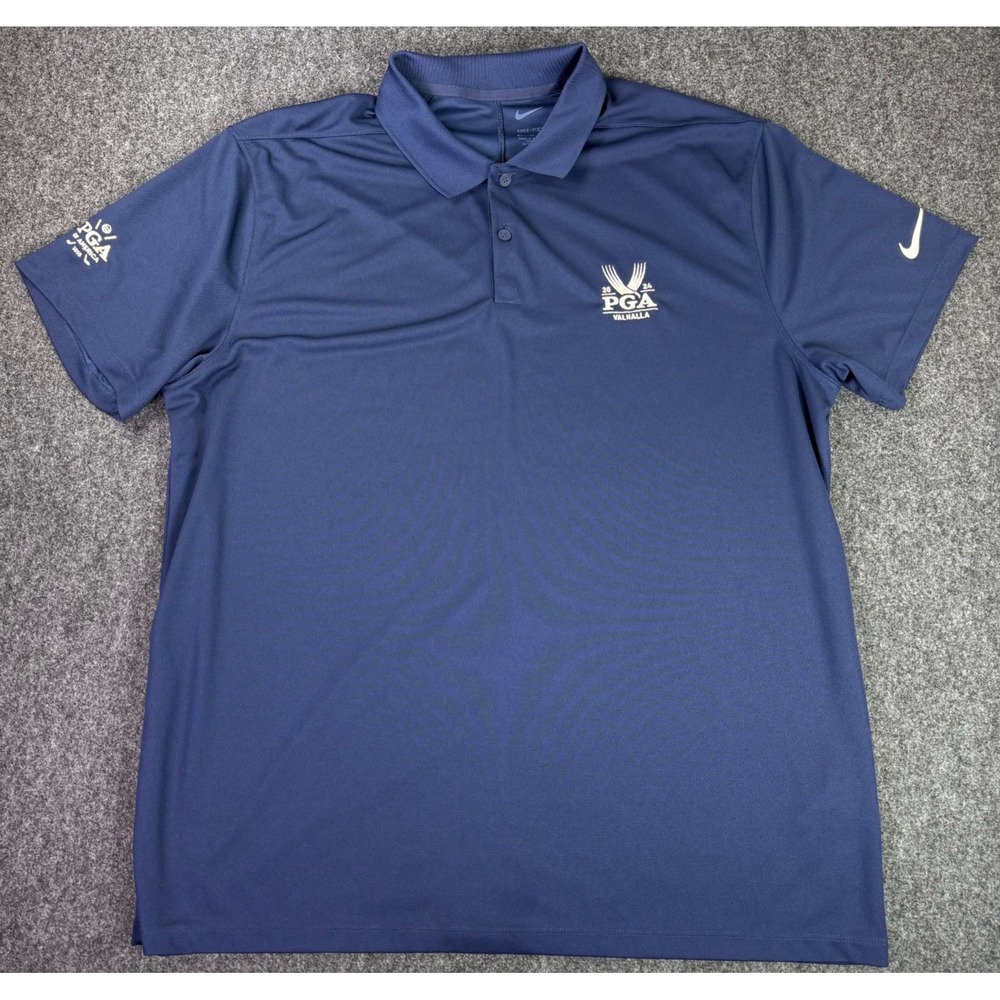 Nike Dri-Fit Mens XL Navy Blue 2024 PGA Valhalla Performance Golf Polo Shirt